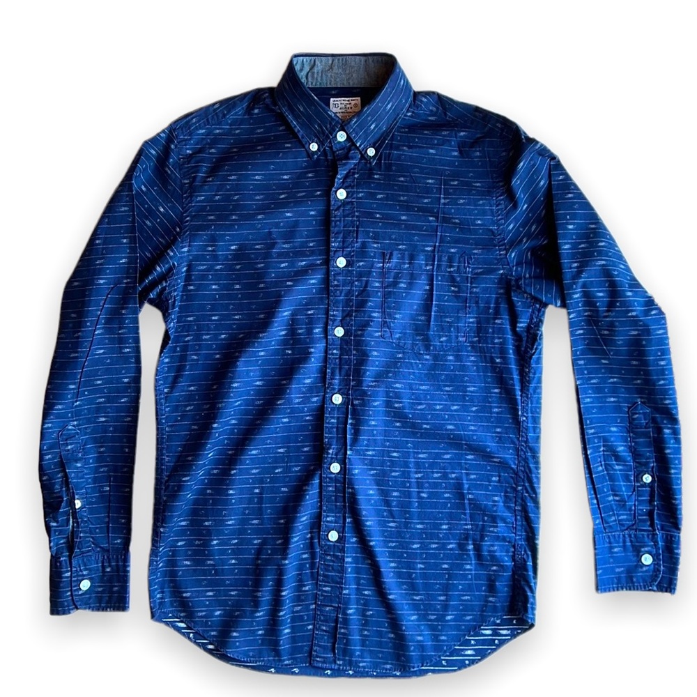 Tailored by J.Crew, navy shirt with print, size S